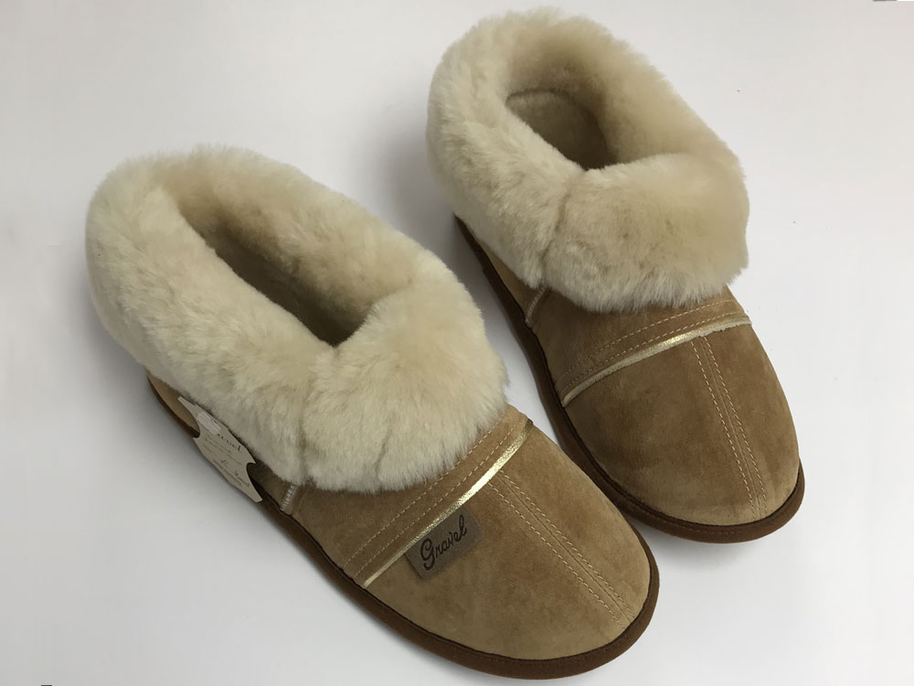 Pantoufles Suède Camel pour femme